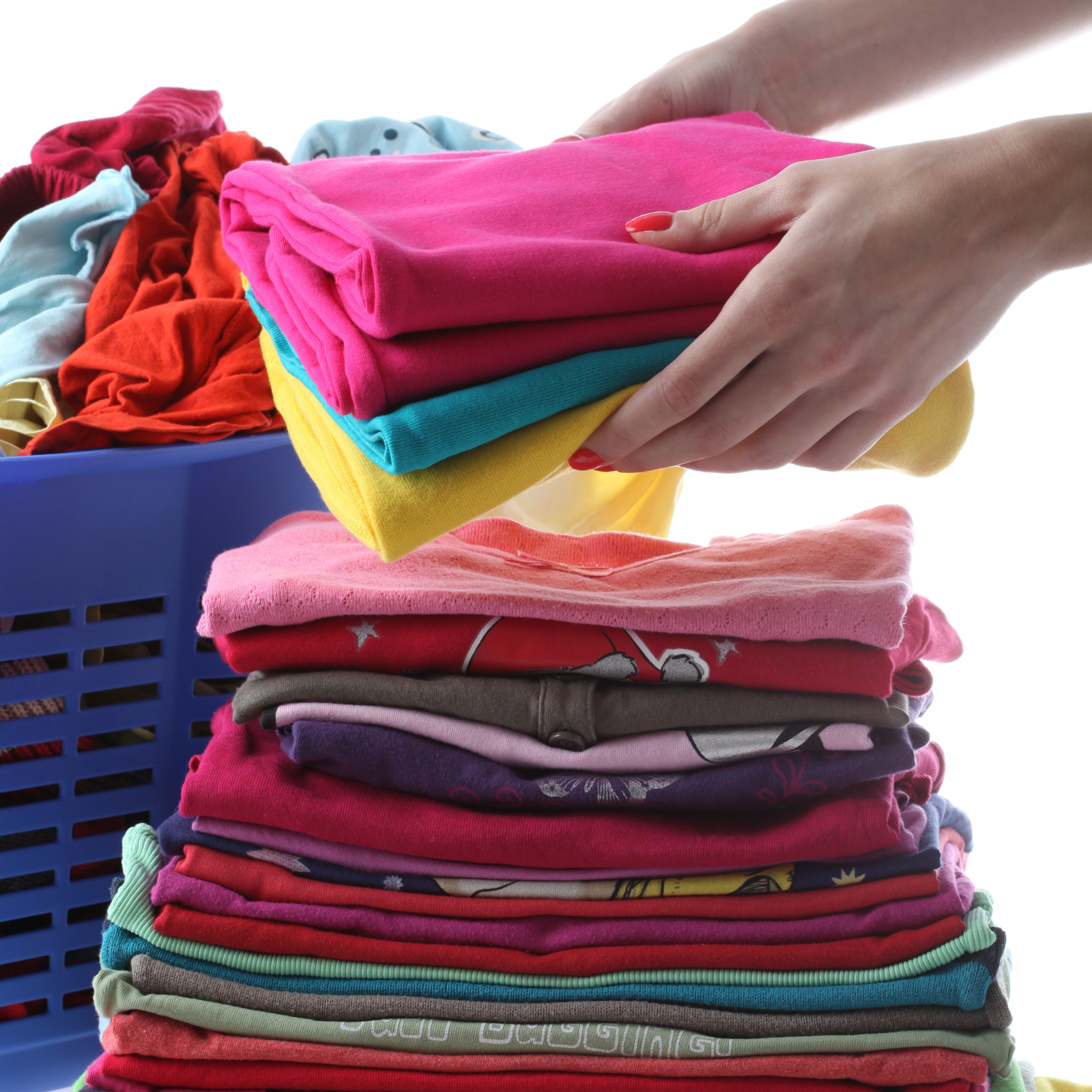 Folded clean laundry after delivery