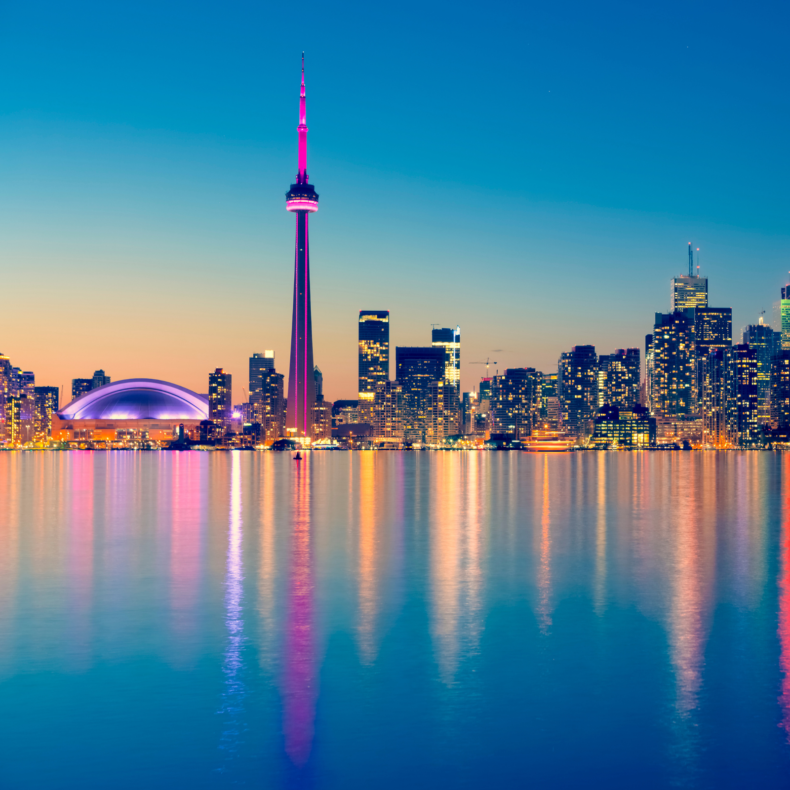 Toronto city skyline at night